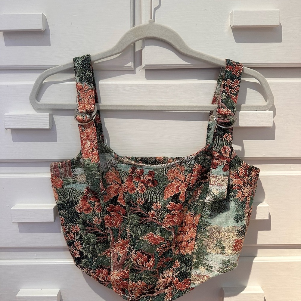 Free People Floral Tapestry Crop Top